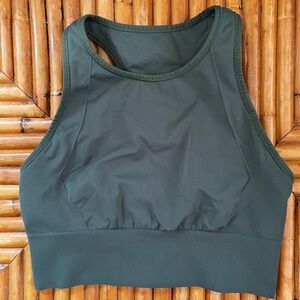 LULULEMON High neck and longline bra, Size 6. Olive Green.